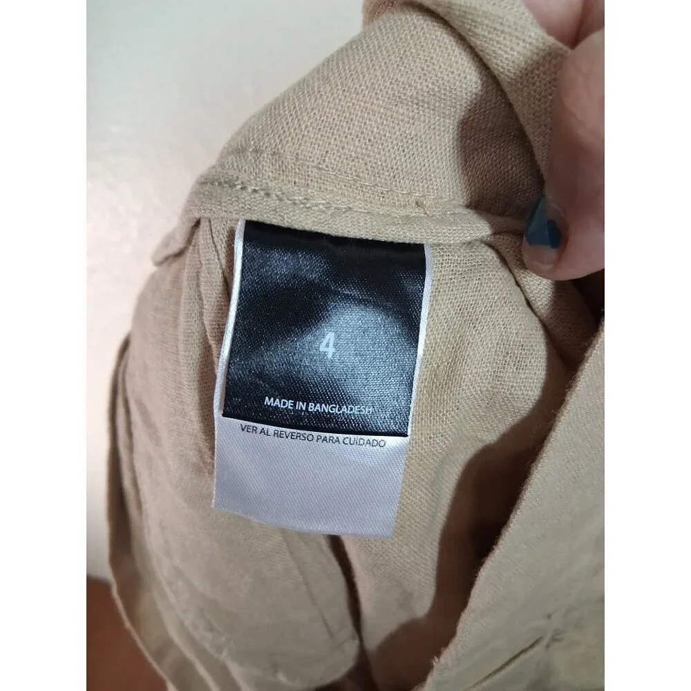 NWT Express Linen Shorts Casual Summer Beach Vacation Beige Size 4 - Picture 5 of 7